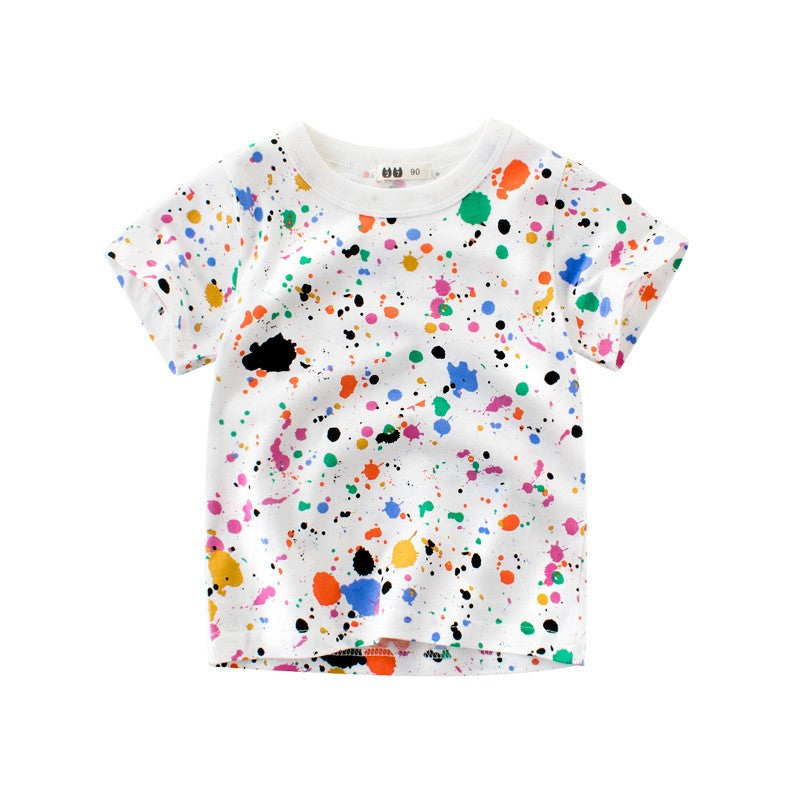 Playera de niños con estampado de manchas de colores