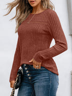 Blusa Holgada de Manga Larga Con Detalles de Encaje Para Mujer