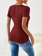 Blusa Cruzada de Manga Corta Con Cuello en V