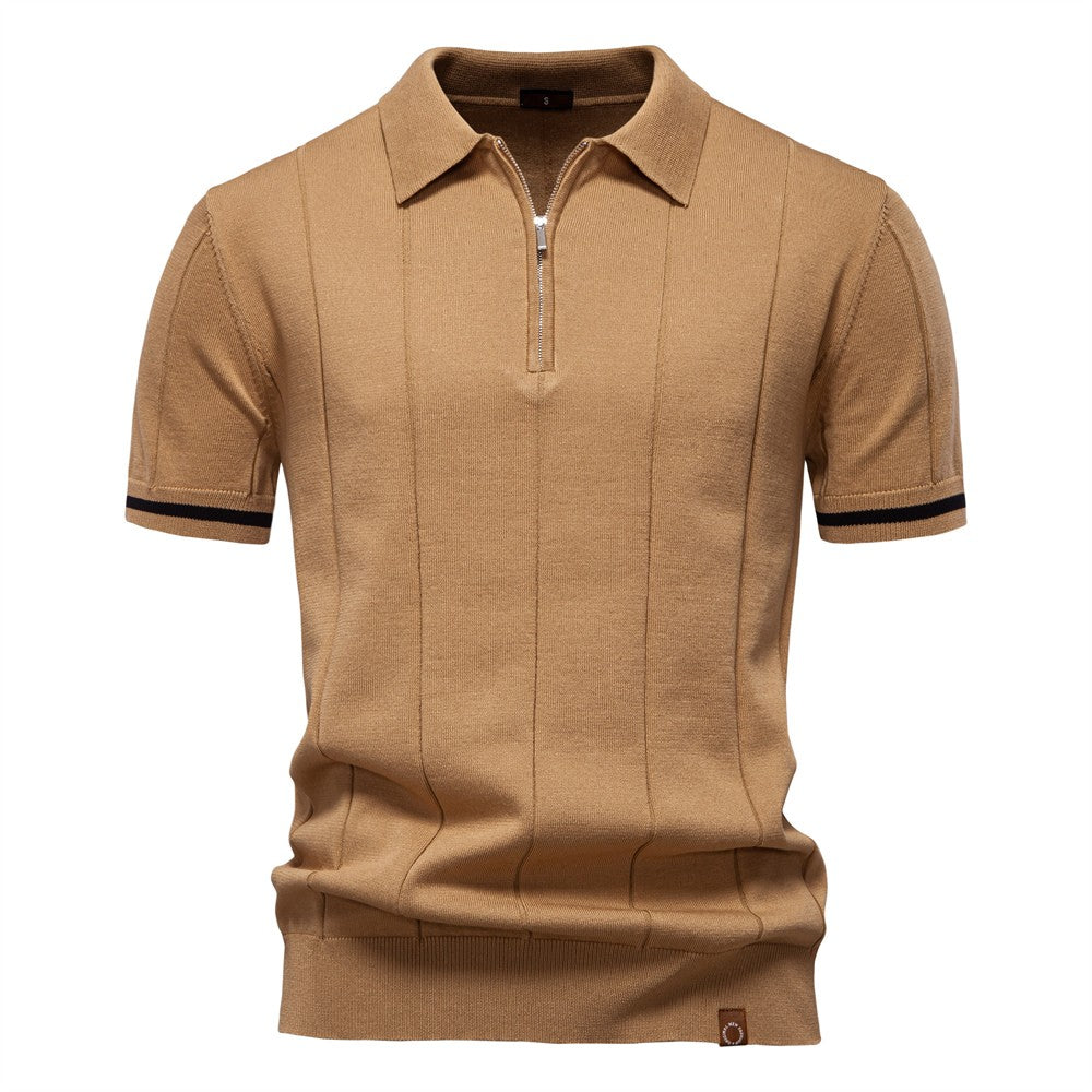 AIOPESON Polo deportivo con cremallera de color sólido para hombre, polo social