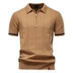 AIOPESON Polo deportivo con cremallera de color sólido para hombre, polo social