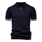 AIOPESON Polo deportivo con cremallera de color sólido para hombre, polo social