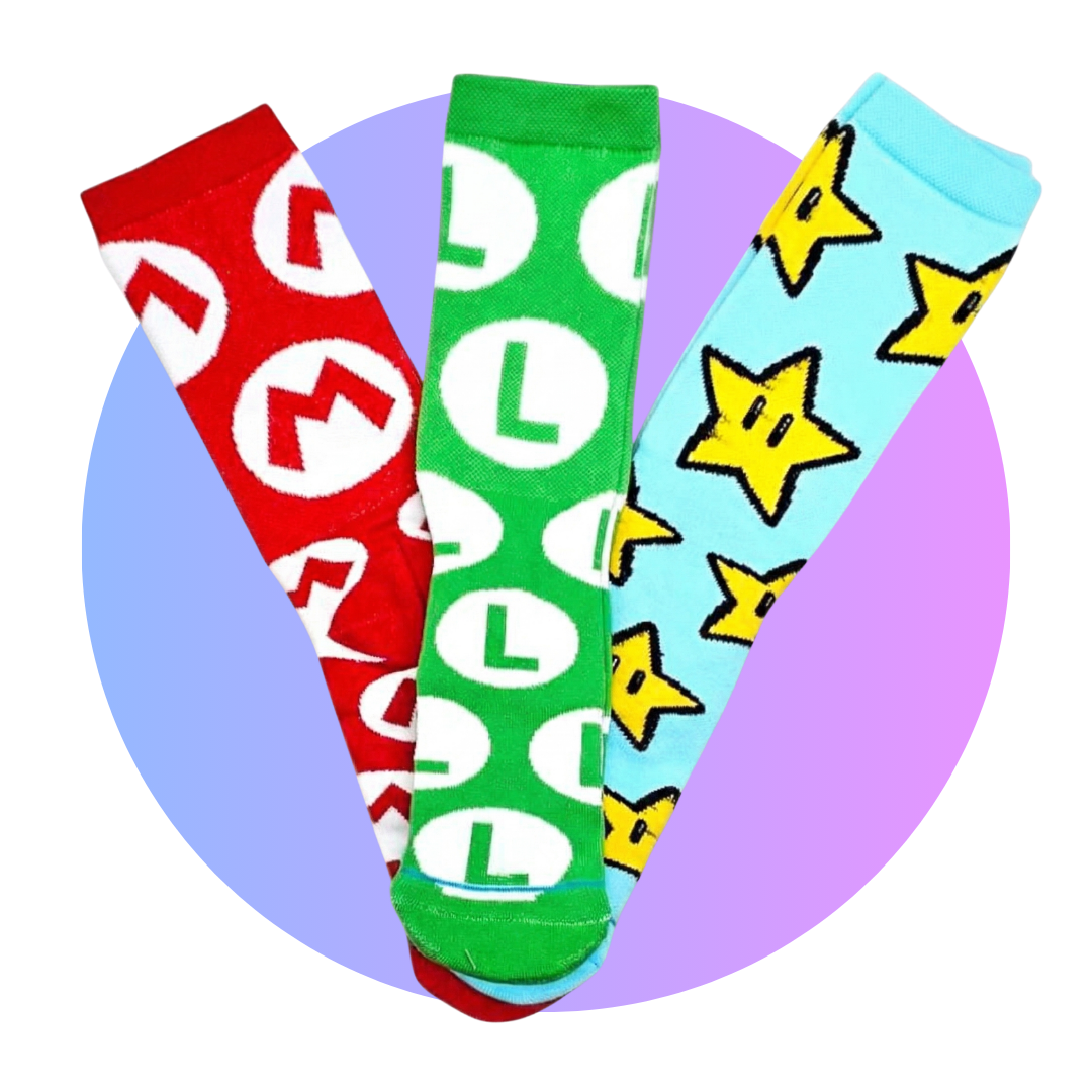 Calcetas de Niño de Mario Bros, Luigi y estrellas