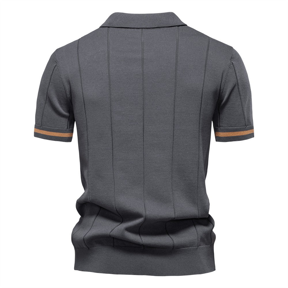 AIOPESON Polo deportivo con cremallera de color sólido para hombre, polo social