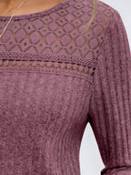 Blusa Holgada de Manga Larga Con Detalles de Encaje Para Mujer