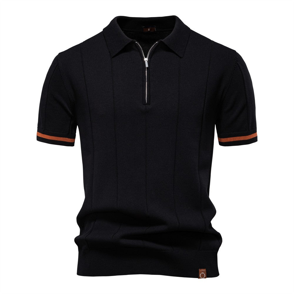 AIOPESON Polo deportivo con cremallera de color sólido para hombre, polo social