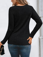 Blusa Holgada de Manga Larga Con Detalles de Encaje Para Mujer