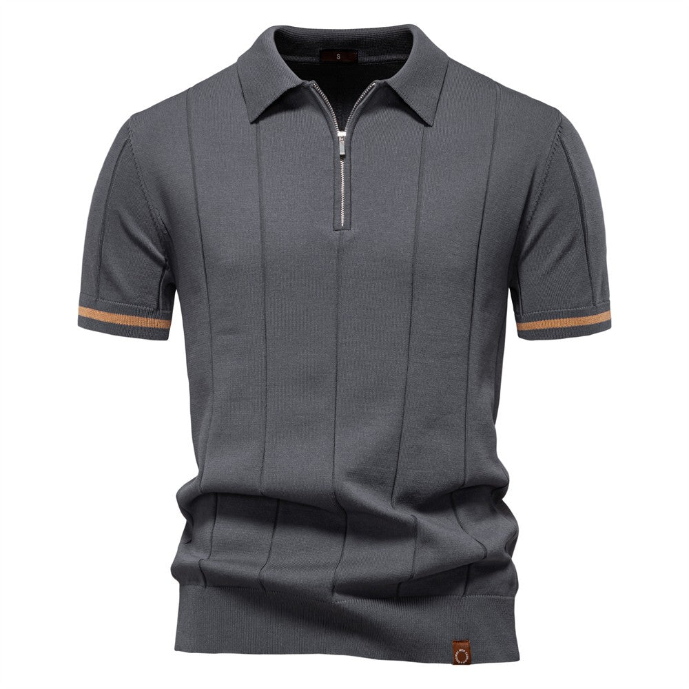 AIOPESON Polo deportivo con cremallera de color sólido para hombre, polo social