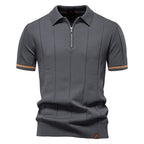 AIOPESON Polo deportivo con cremallera de color sólido para hombre, polo social