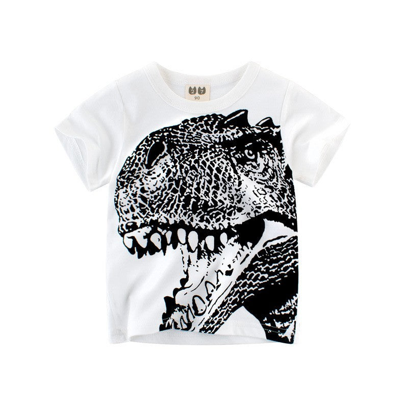Playera blanca de niños con estampado de dinosaurios