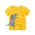 Playera de niños amarilla con estampado de dinosaurios