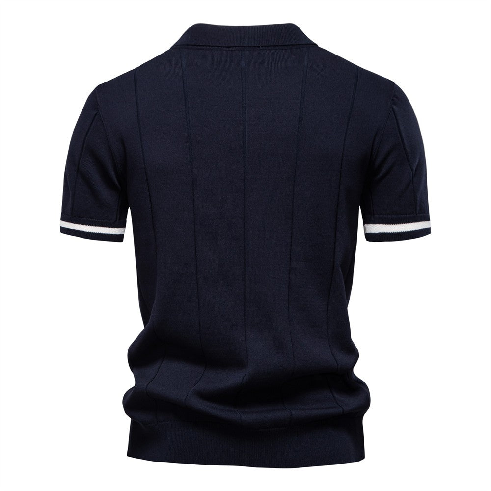 AIOPESON Polo deportivo con cremallera de color sólido para hombre, polo social