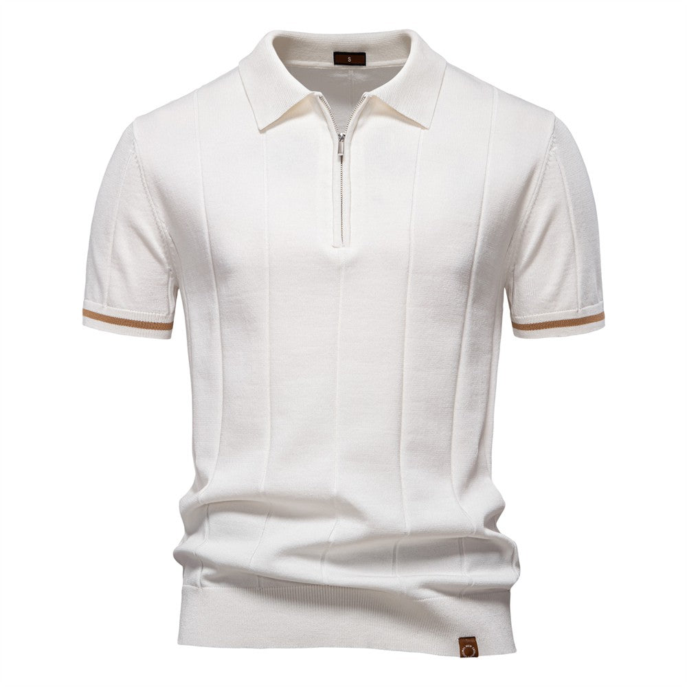 AIOPESON Polo deportivo con cremallera de color sólido para hombre, polo social
