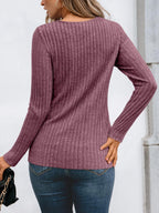 Blusa Holgada de Manga Larga Con Detalles de Encaje Para Mujer