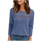 Blusa Holgada de Manga Larga Con Detalles de Encaje Para Mujer