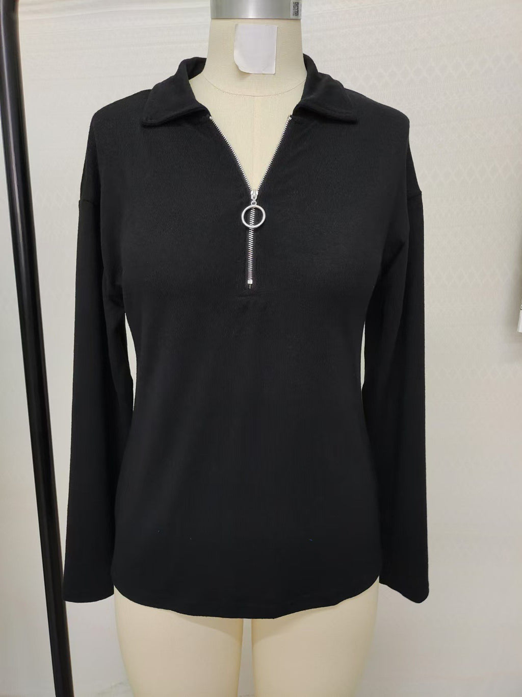 Polo de Manga Larga Informal para Mujer con Cremallera