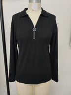 Polo de Manga Larga Informal para Mujer con Cremallera