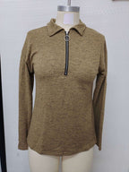 Polo de Manga Larga Informal para Mujer con Cremallera