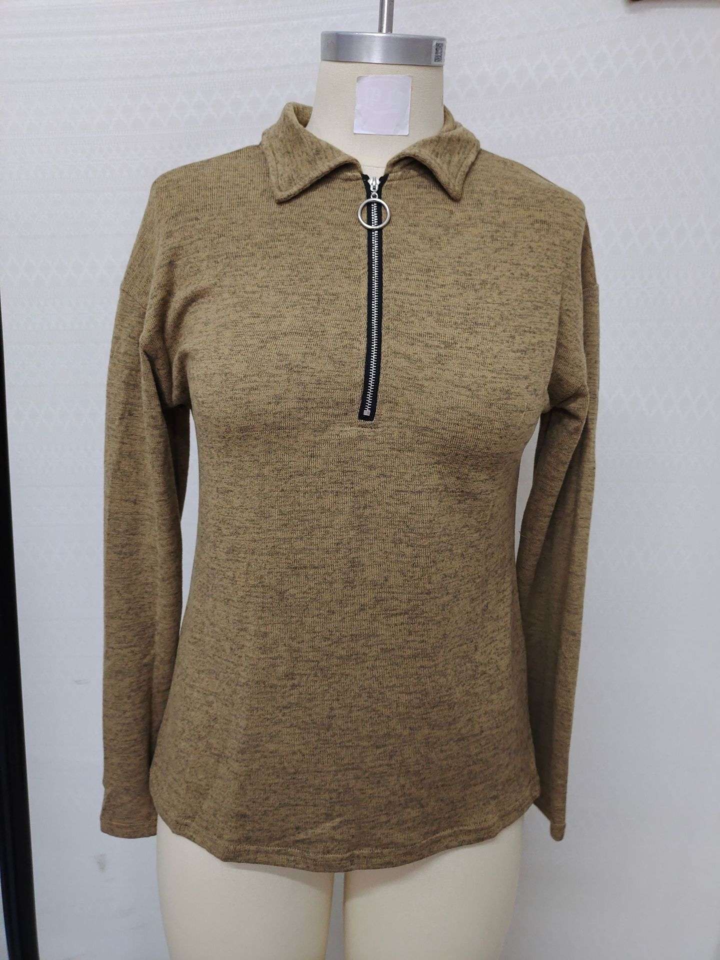 Polo de Manga Larga Informal para Mujer con Cremallera