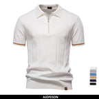 AIOPESON Polo deportivo con cremallera de color sólido para hombre, polo social