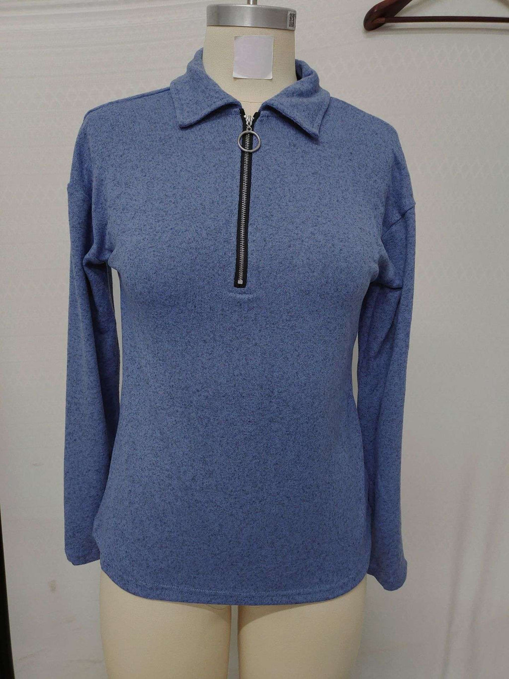 Polo de Manga Larga Informal para Mujer con Cremallera