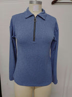 Polo de Manga Larga Informal para Mujer con Cremallera