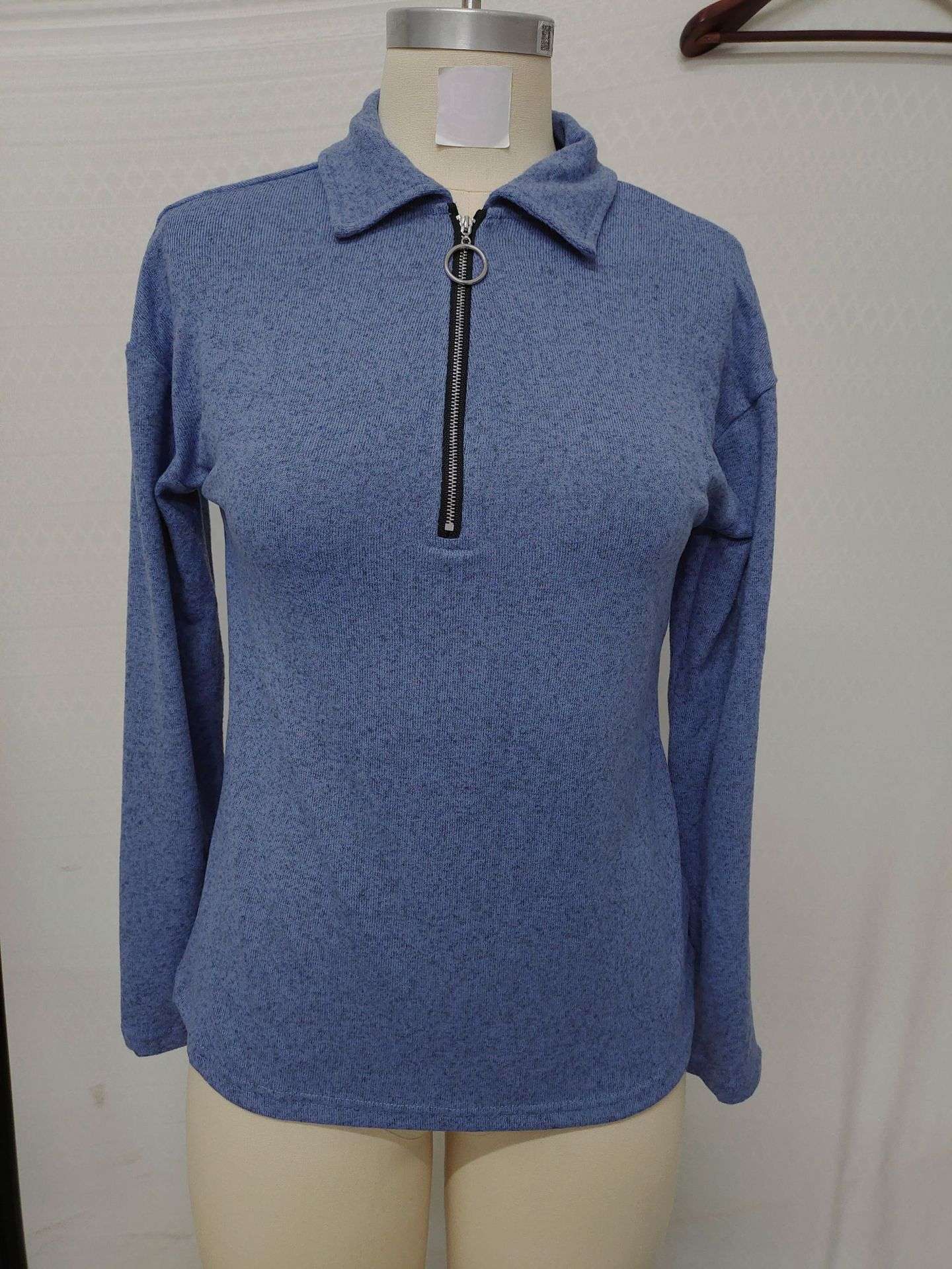 Polo de Manga Larga Informal para Mujer con Cremallera
