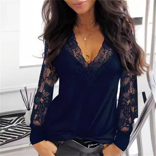 Blusa de Encajes Manga Larga Para Mujer