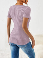 Blusa Cruzada de Manga Corta Con Cuello en V