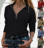Polo de Manga Larga Informal para Mujer con Cremallera