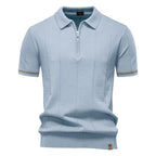 AIOPESON Polo deportivo con cremallera de color sólido para hombre, polo social