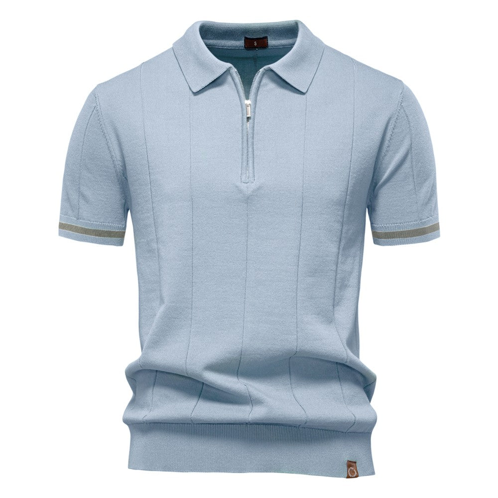 AIOPESON Polo deportivo con cremallera de color sólido para hombre, polo social