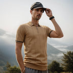 AIOPESON Polo deportivo con cremallera de color sólido para hombre, polo social