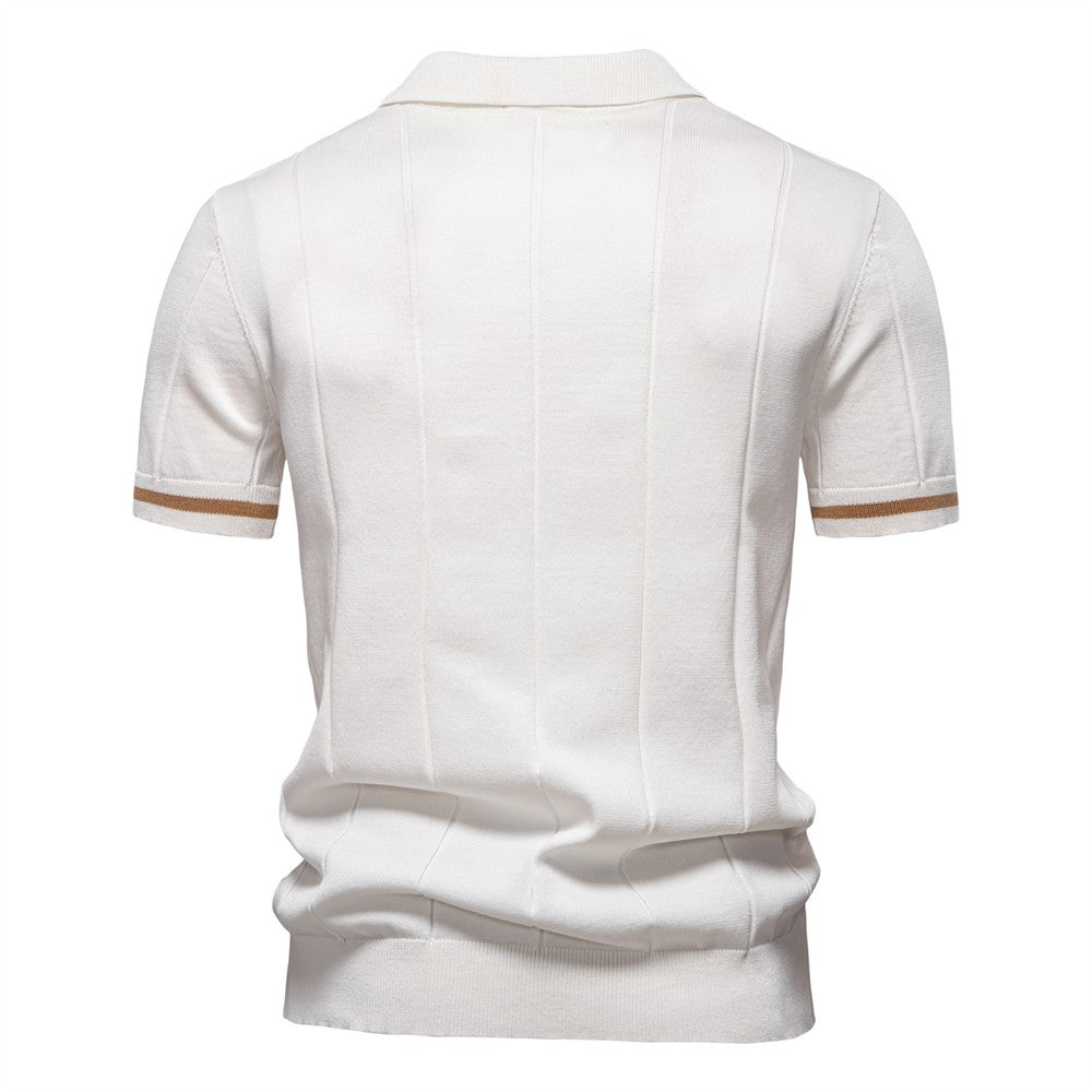AIOPESON Polo deportivo con cremallera de color sólido para hombre, polo social