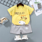 Conjuntos de short y playera para niños con estampado de jirafa