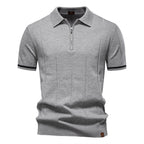 AIOPESON Polo deportivo con cremallera de color sólido para hombre, polo social