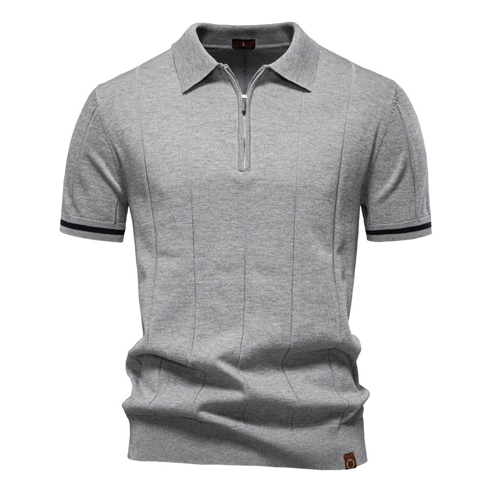 AIOPESON Polo deportivo con cremallera de color sólido para hombre, polo social