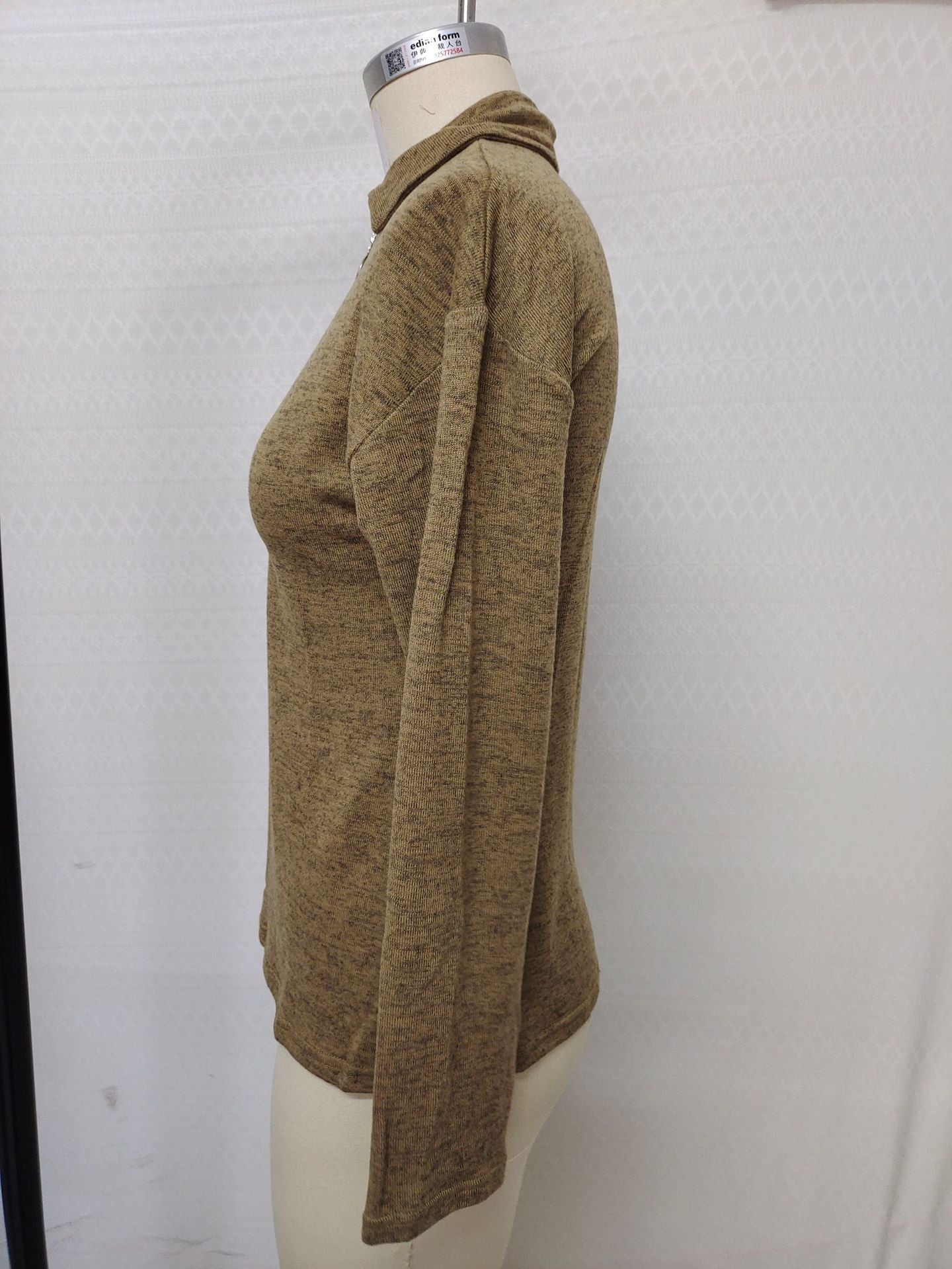 Polo de Manga Larga Informal para Mujer con Cremallera