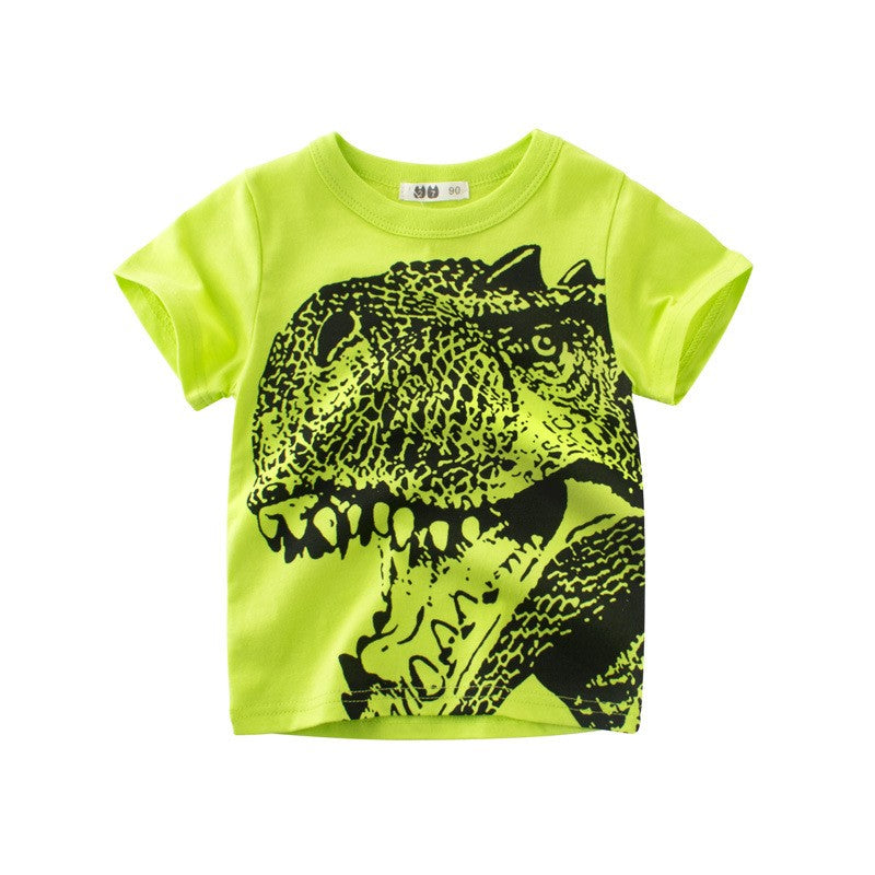 Playera de niños verde con estampado de dinosaurio