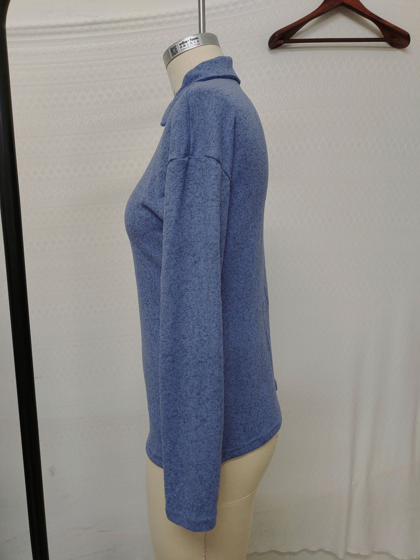Polo de Manga Larga Informal para Mujer con Cremallera
