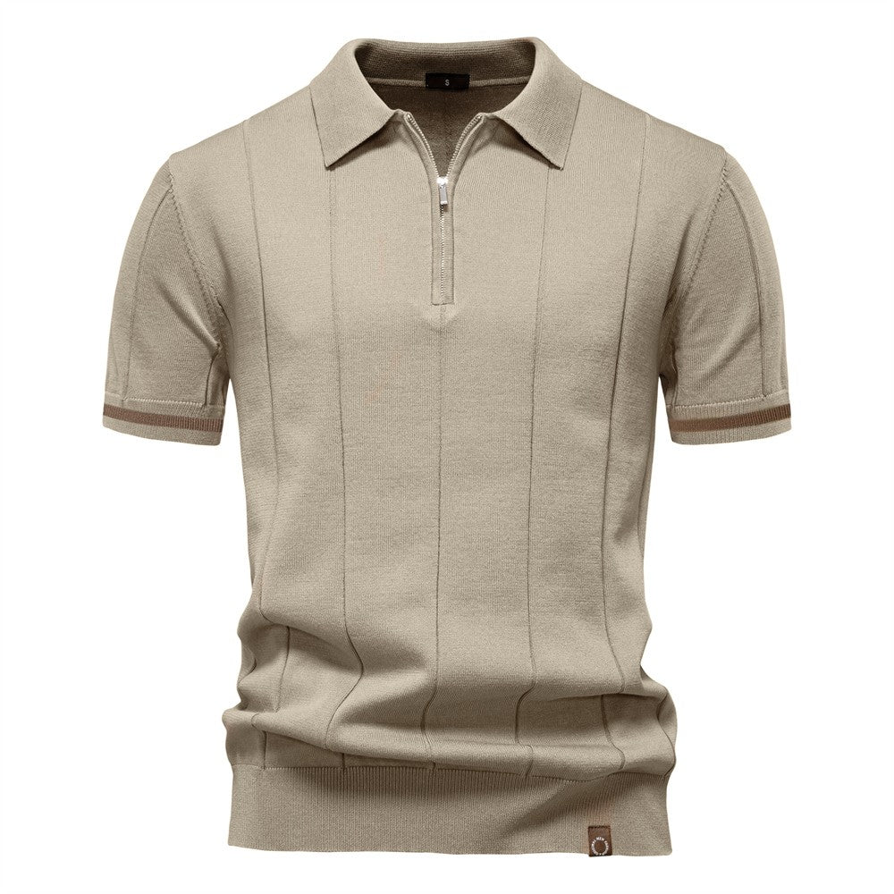 AIOPESON Polo deportivo con cremallera de color sólido para hombre, polo social