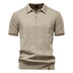 AIOPESON Polo deportivo con cremallera de color sólido para hombre, polo social
