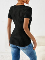 Blusa Cruzada de Manga Corta Con Cuello en V