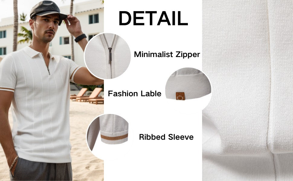 AIOPESON Polo deportivo con cremallera de color sólido para hombre, polo social