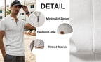 AIOPESON Polo deportivo con cremallera de color sólido para hombre, polo social
