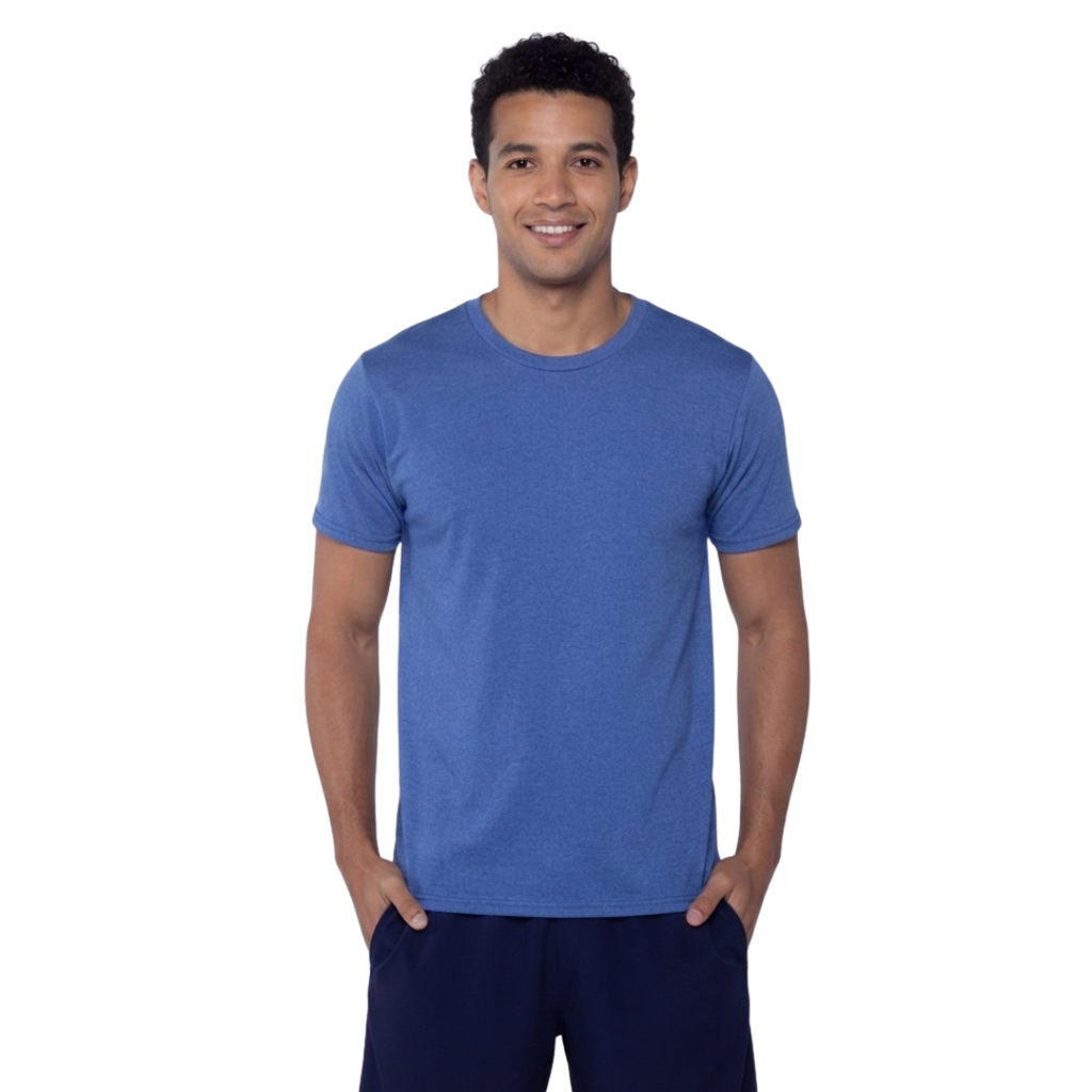 Playera Esencial Manga Corta Para Hombre Color Royal Jaspeado