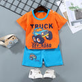 Conjunto de short y playera para niños con estampado truck off road