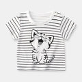 Playera para niños de manga corta con estampado de gatito