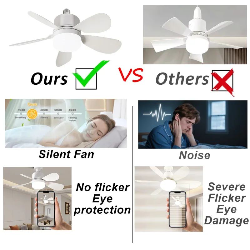 Ventilador de techo 2 en 1 de 16 pulgadas con luz, ventilador con Control remoto