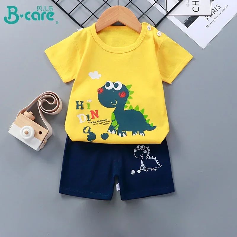 Conjuntos de short y playera para niños con estampado de dinosaurio